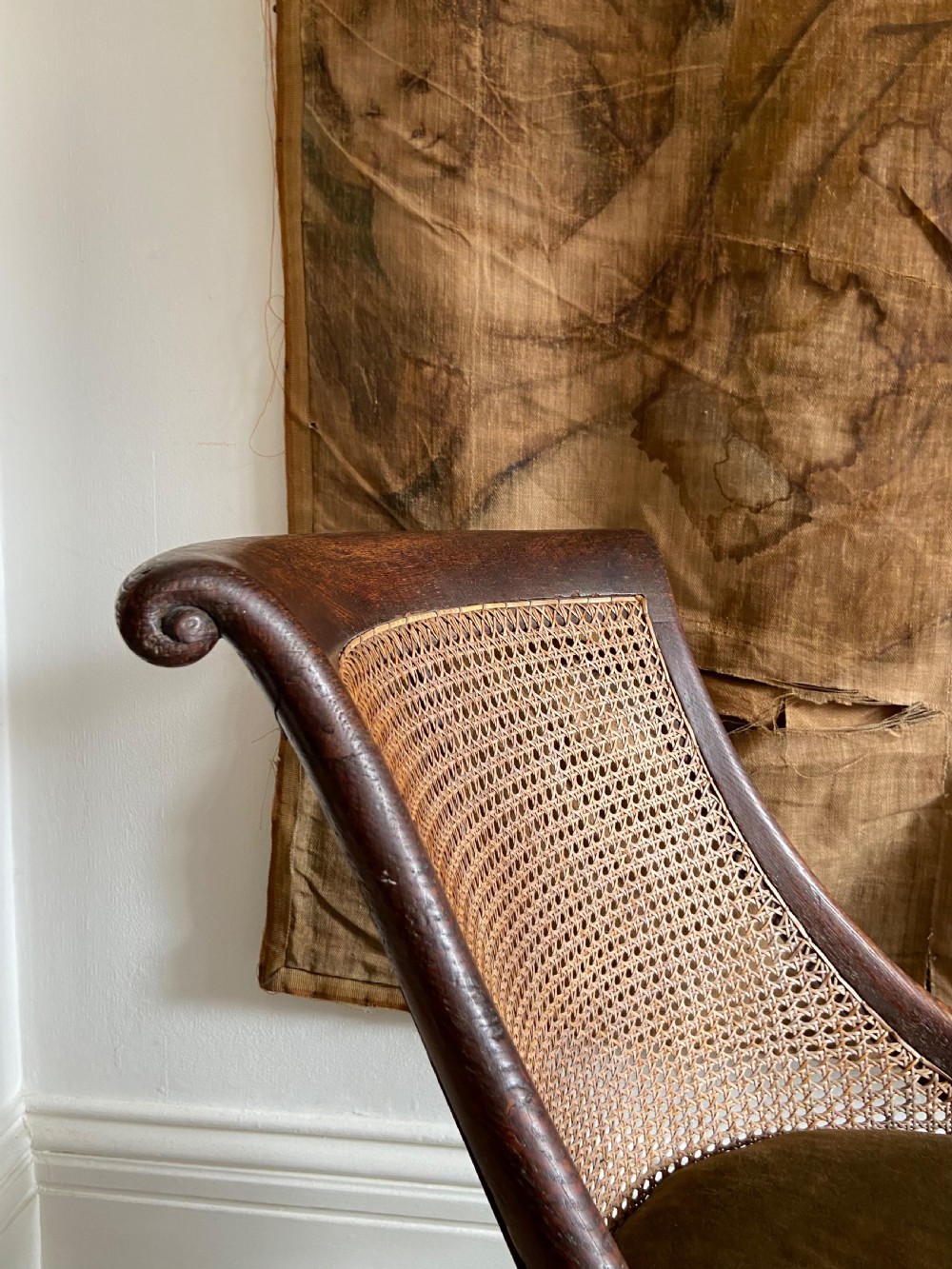 A Simulated Rosewood, Regency Oak Bergere Library Chair C1825, drop-in Seat View VIII