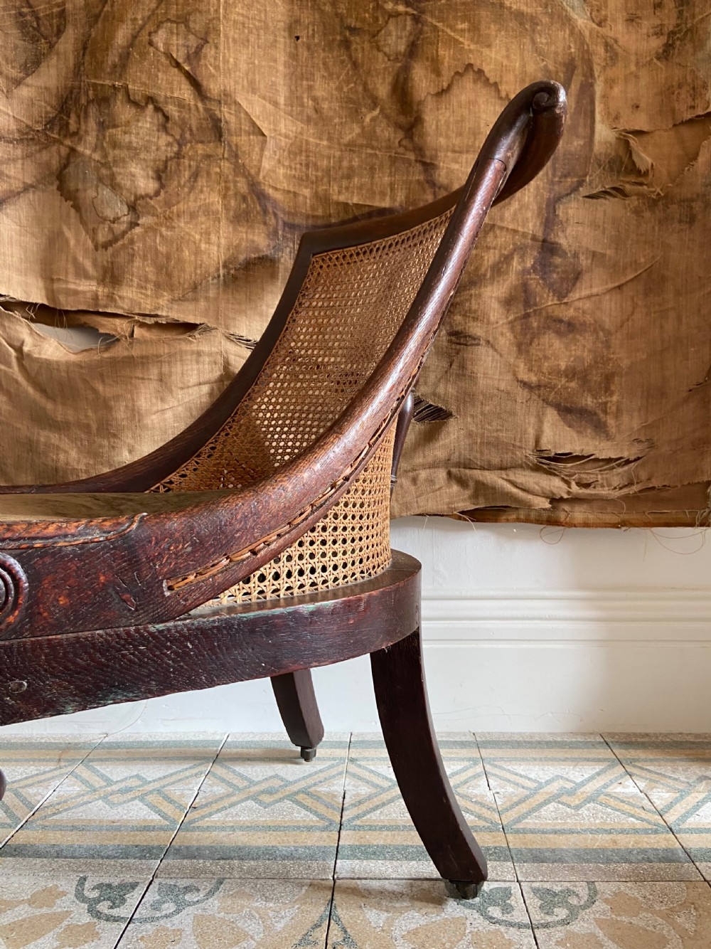 A Simulated Rosewood, Regency Oak Bergere Library Chair C1825, drop-in Seat View XI
