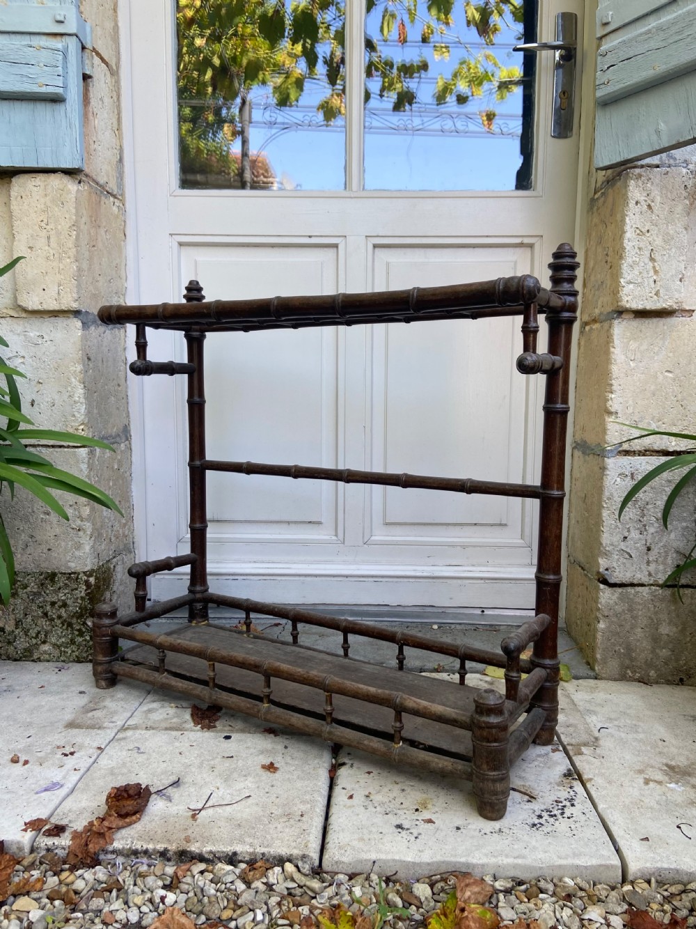 Faux Bamboo French Antique Hall Stick Stand, Aesthetic Period C1880, 85cm wide View IV