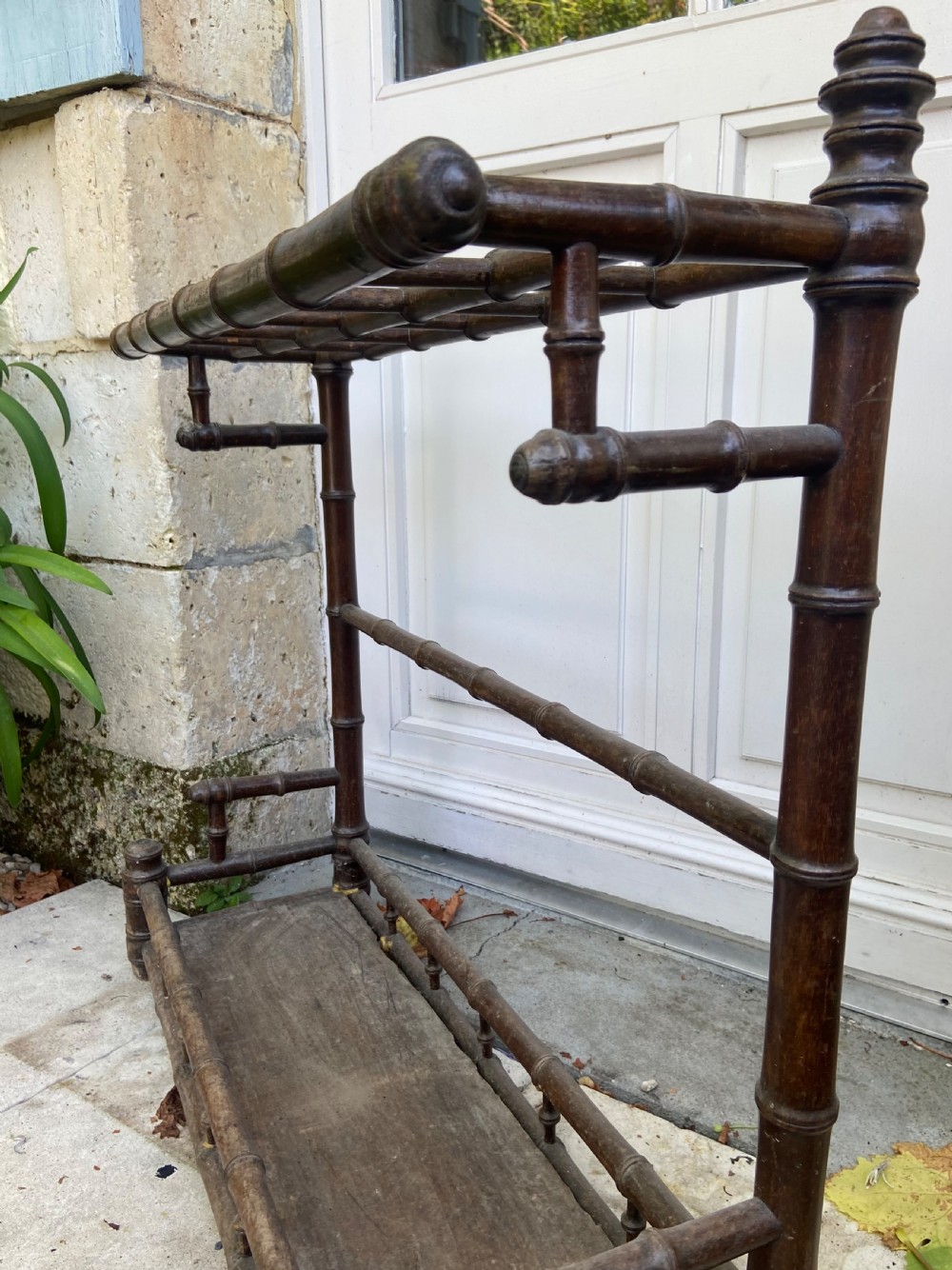 Faux Bamboo French Antique Hall Stick Stand, Aesthetic Period C1880, 85cm wide View V