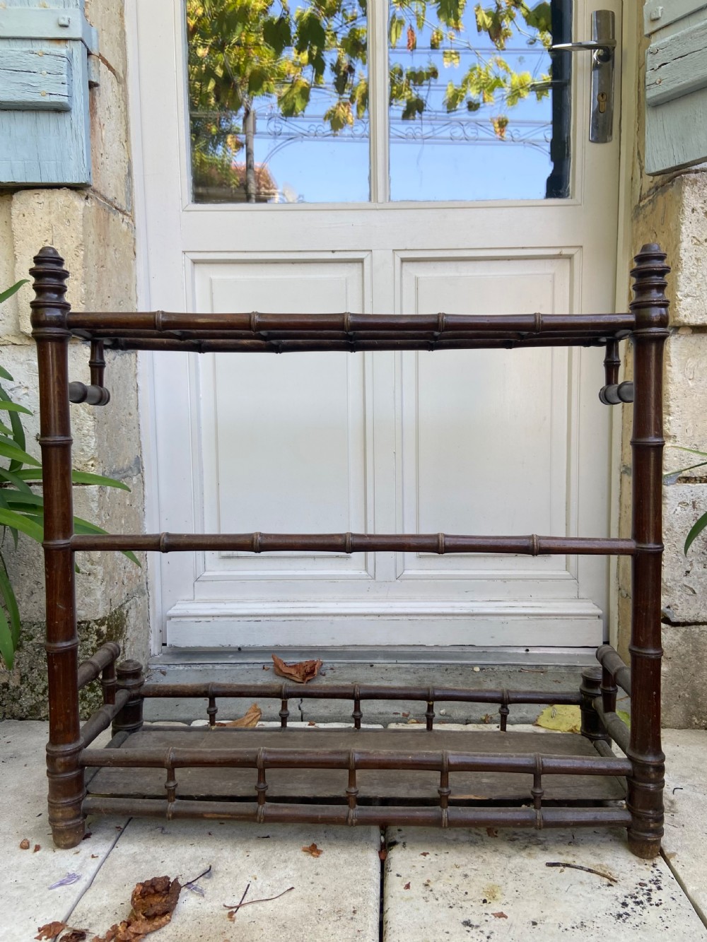 Faux Bamboo French Antique Hall Stick Stand, Aesthetic Period C1880, 85cm wide