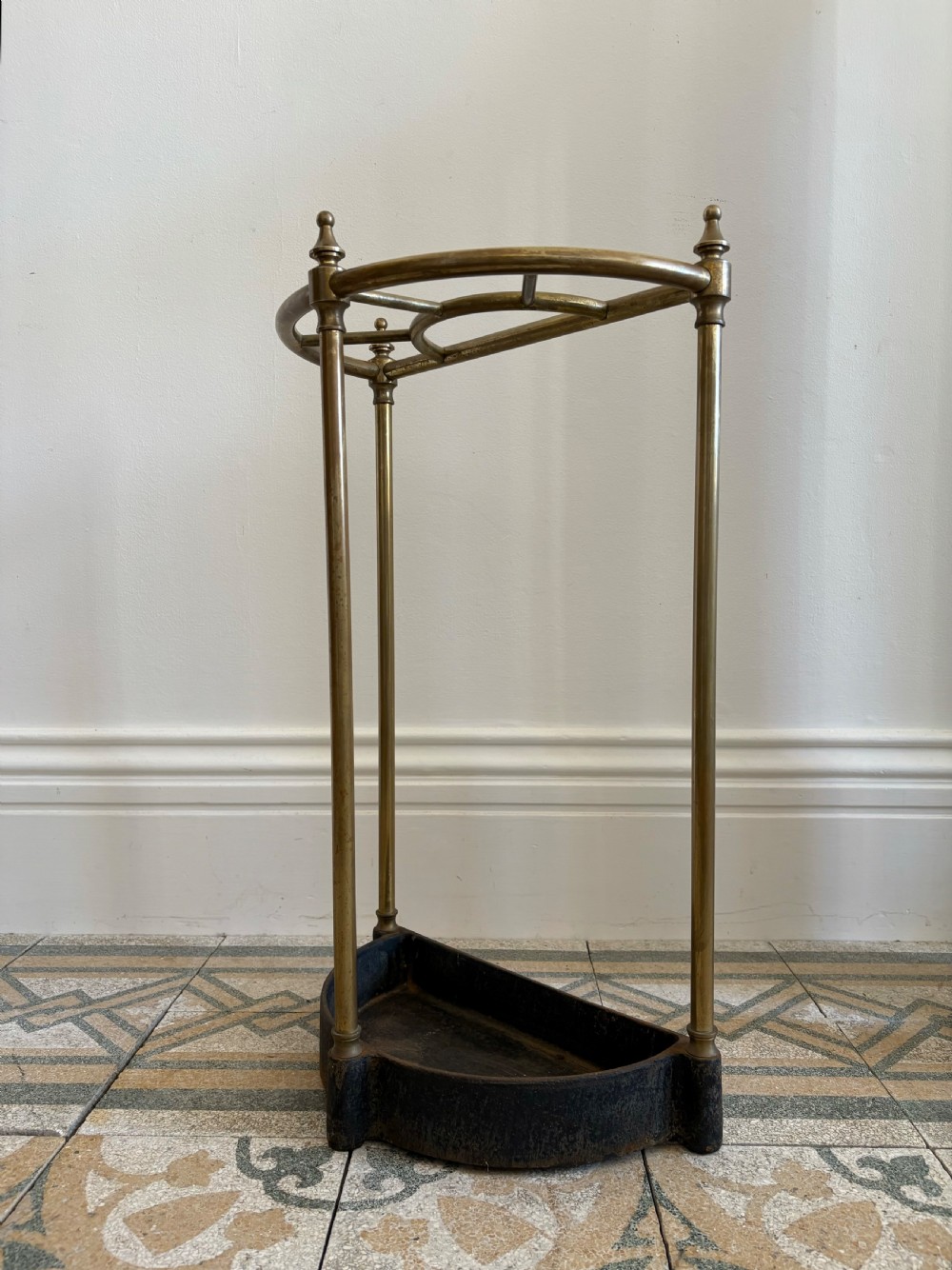 Cast Iron and Brass Demi Line Stick or Umbrella Stand, C1900, 64cm tall View IV