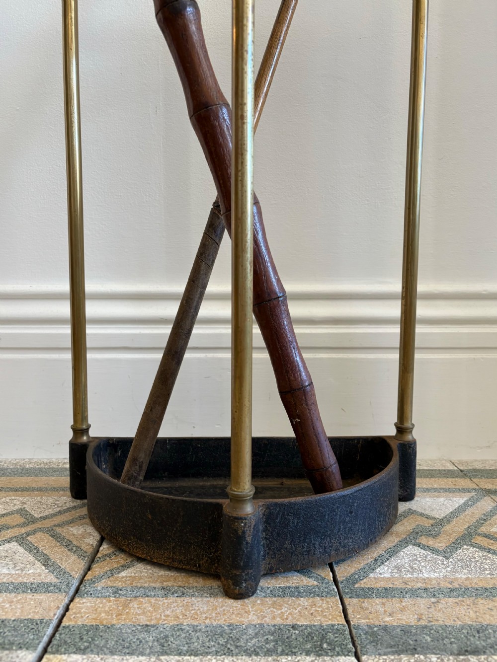 Cast Iron and Brass Demi Line Stick or Umbrella Stand, C1900, 64cm tall View V