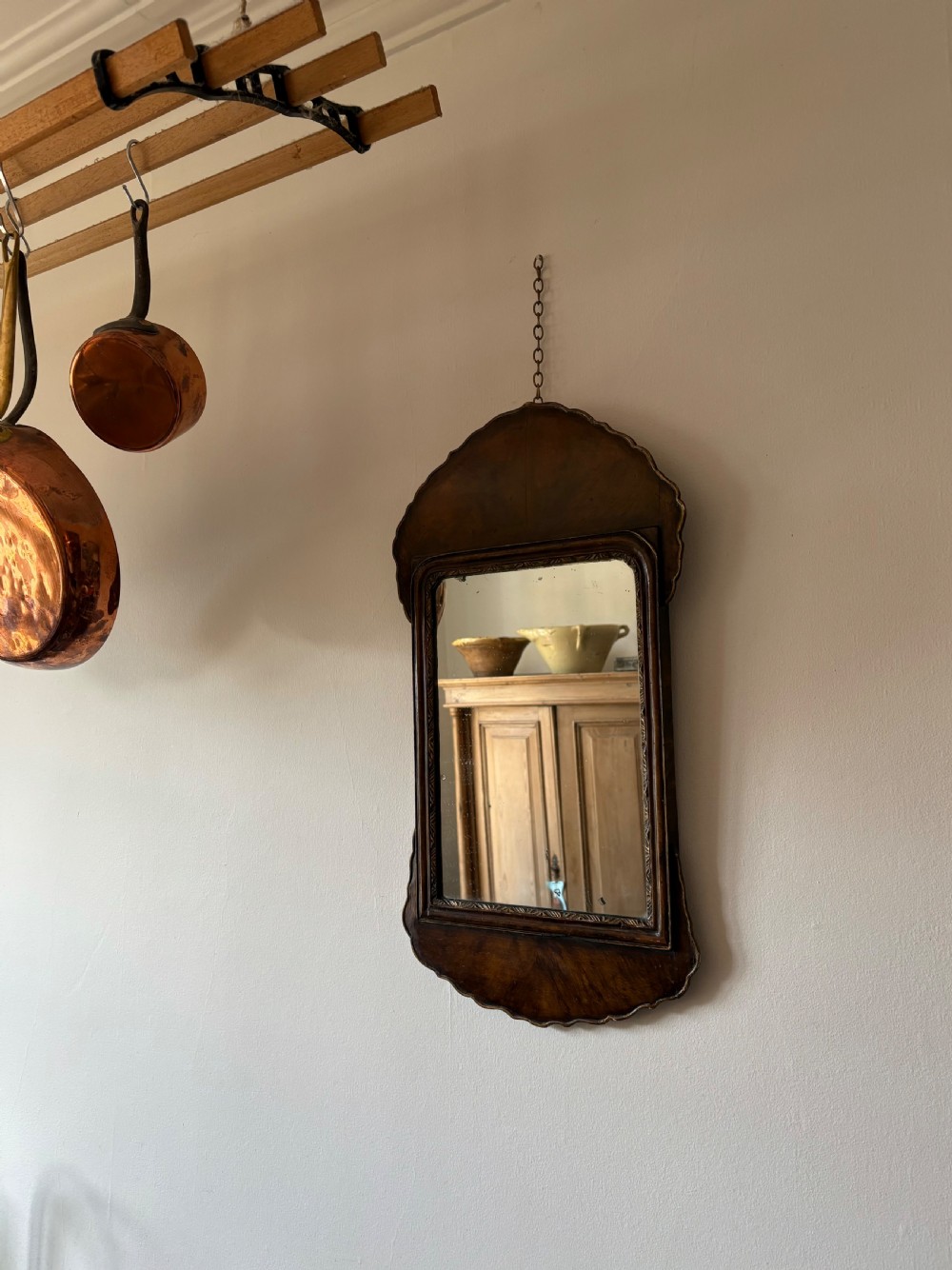 An 18th Century Queen Anne Style Walnut Veneer Mirror 63cm, Original Plate View III