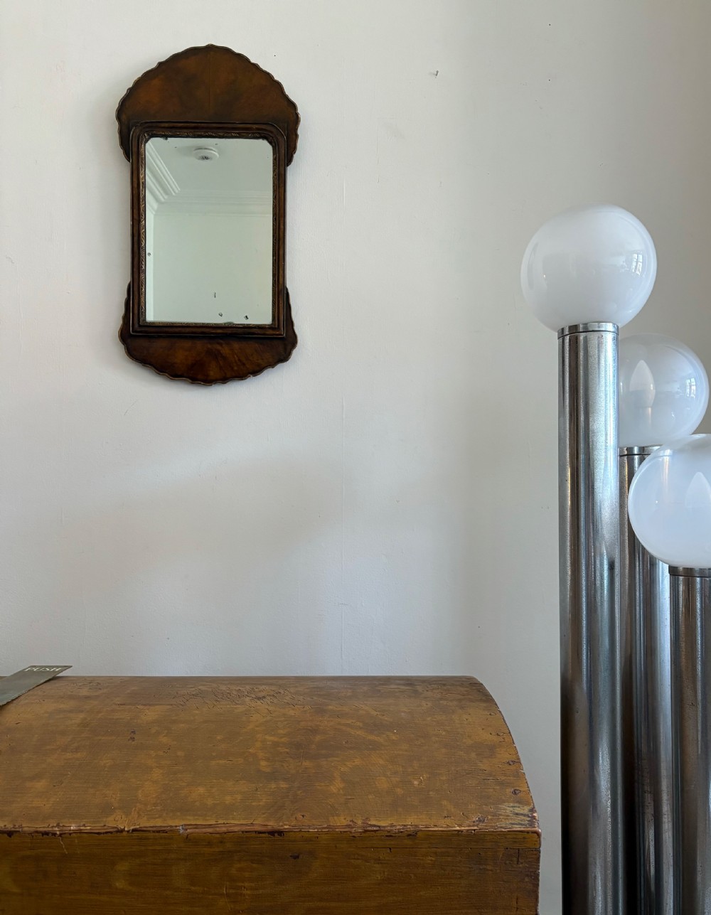An 18th Century Queen Anne Style Walnut Veneer Mirror 63cm, Original Plate View IV
