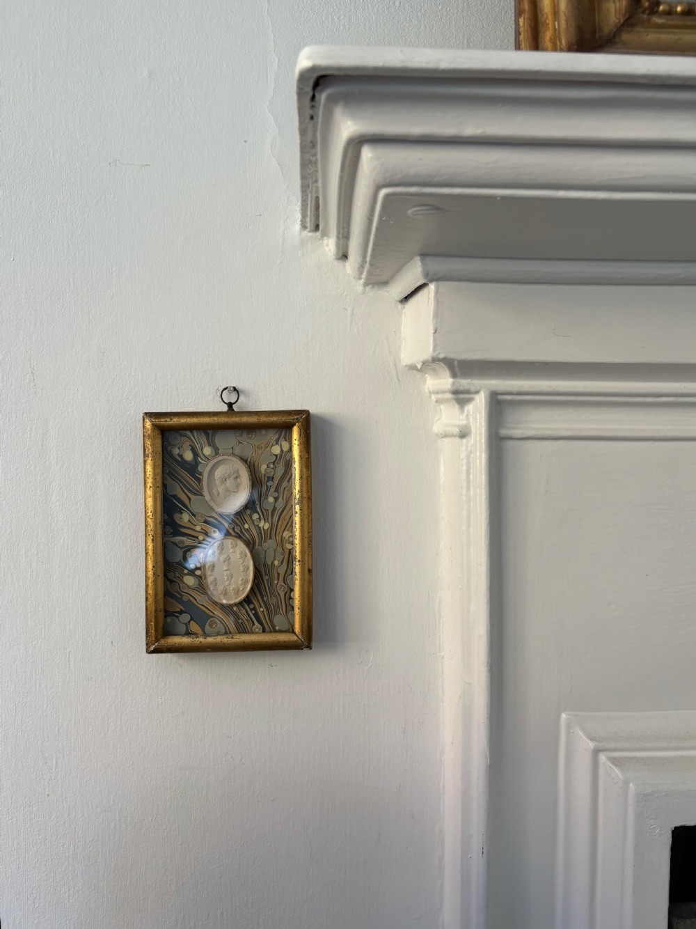 A Gilt Framed 19thC Pair of Grand Tour Emperor Plaster Intaglio Cameos, 16cm View XIV