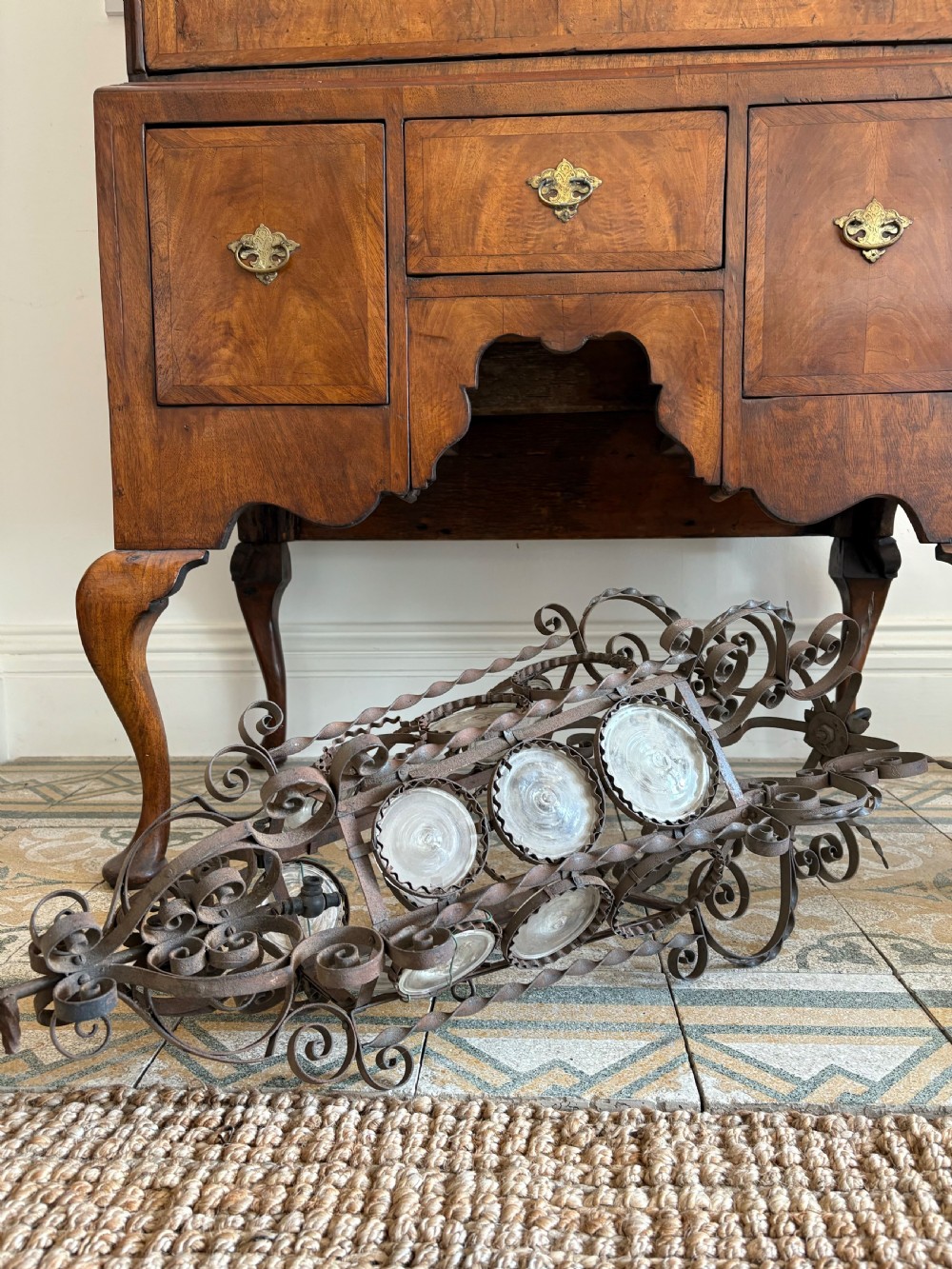 A Southern France Ornate Wrought Metal Hall Lantern, 93cm C1900 View XI