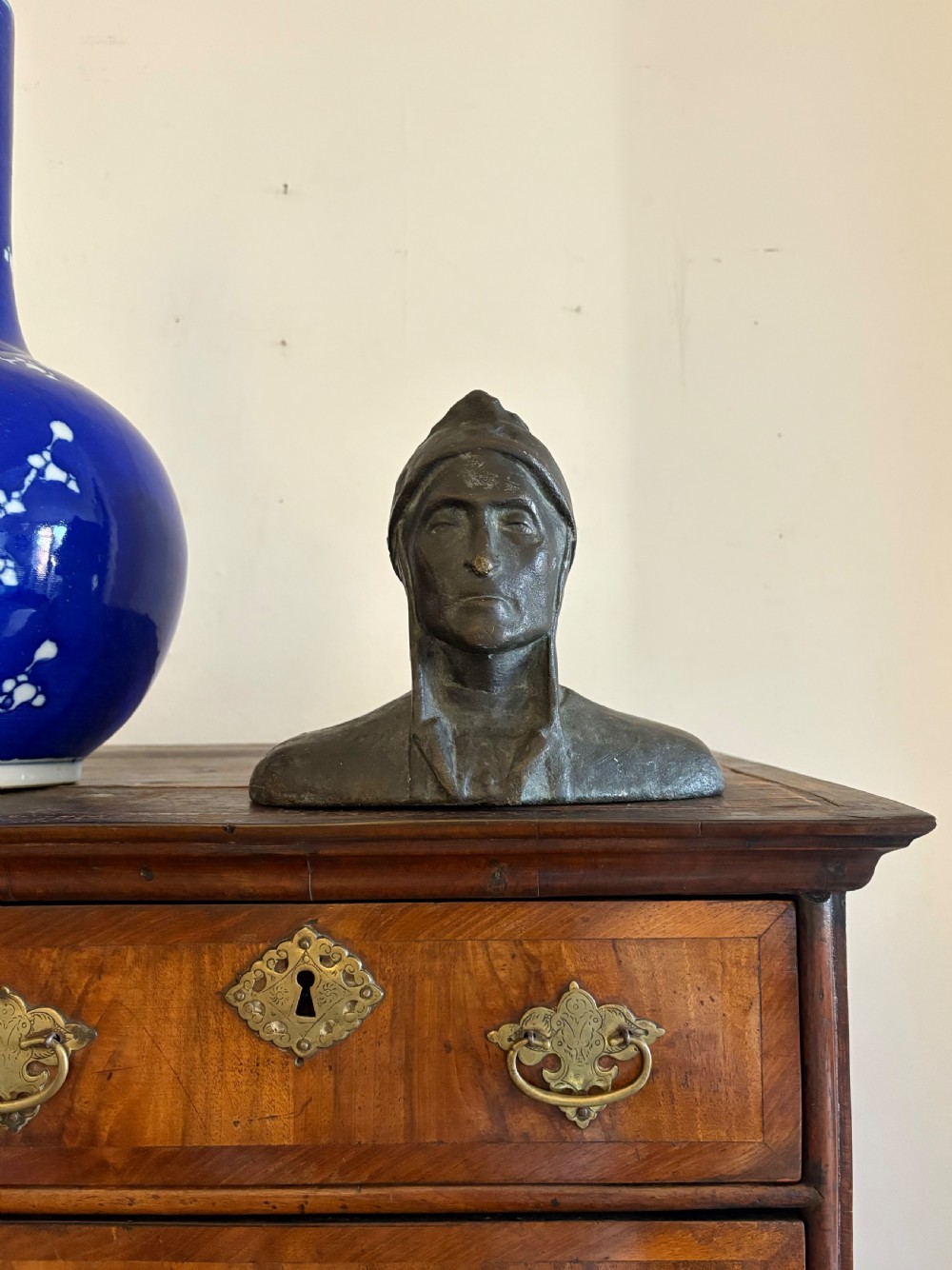 A 19th Century Head and Shoulder Bronze Cast Bust of Dante, 21cm wide