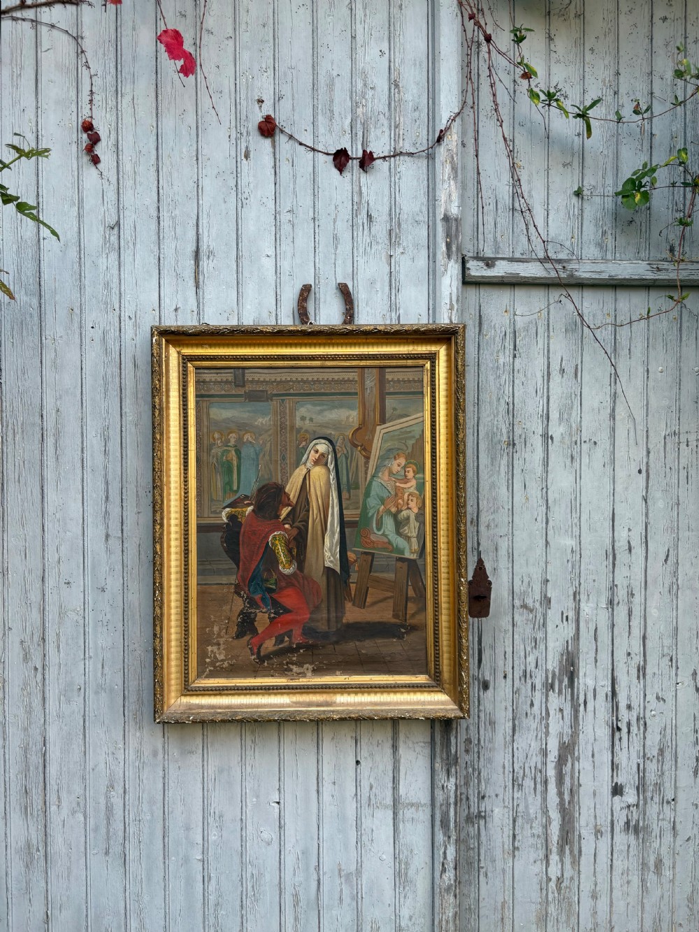 An early 19thC Continental Renaissance Style Oil on Canvas, Gilt Frame, 80cm,