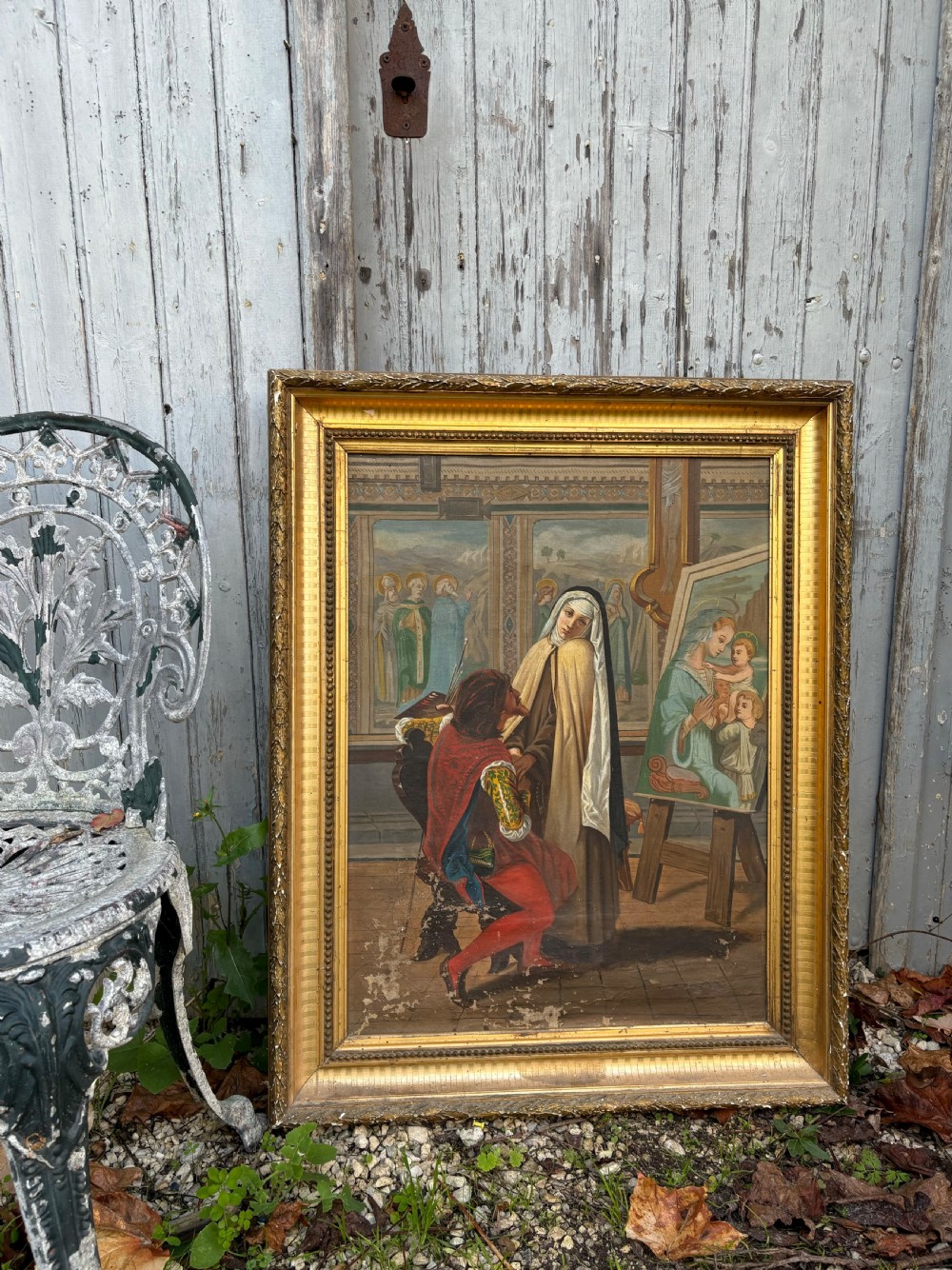 An early 19thC Continental Renaissance Style Oil on Canvas, Gilt Frame, 80cm, View III