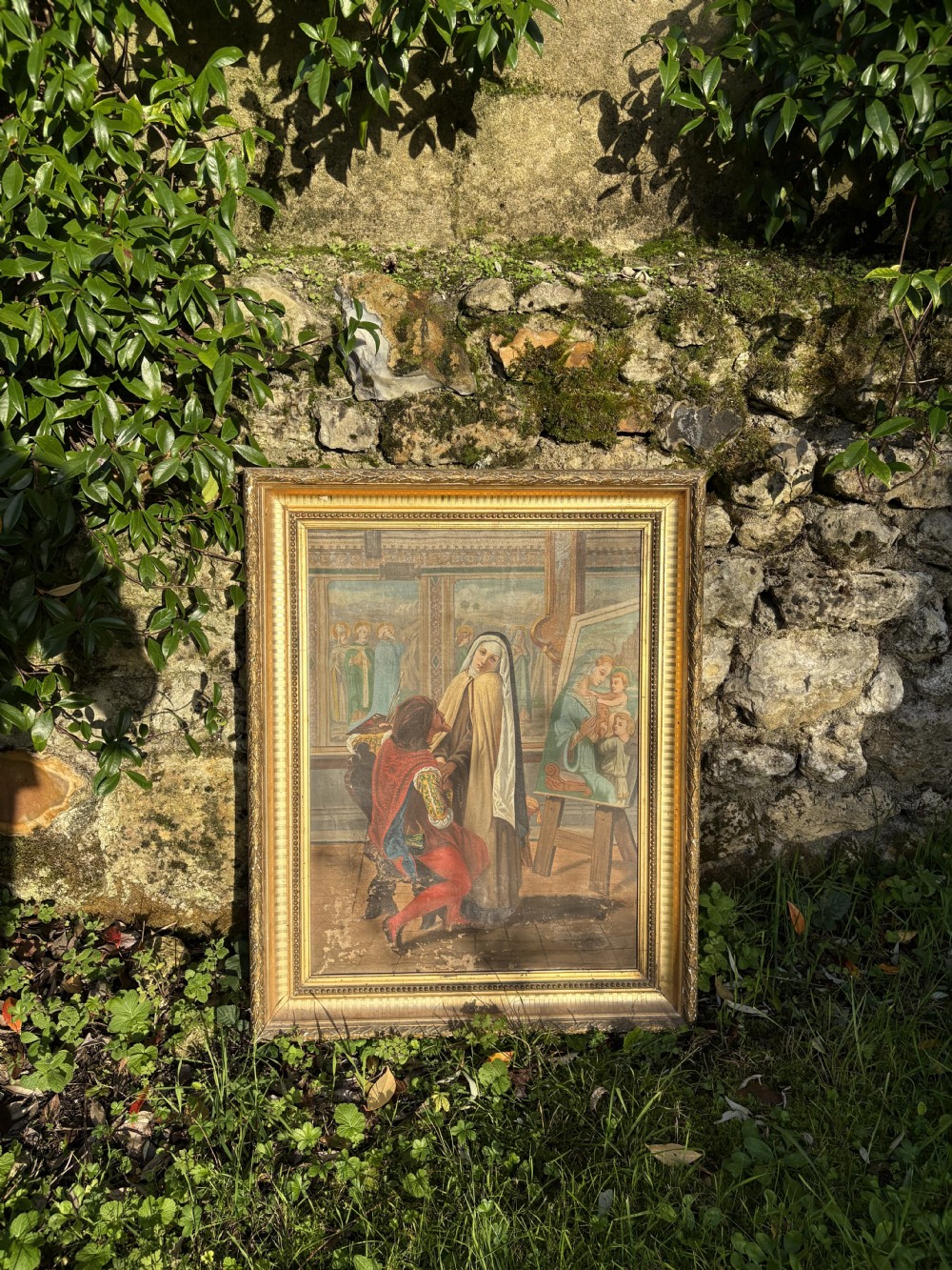An early 19thC Continental Renaissance Style Oil on Canvas, Gilt Frame, 80cm, View XV