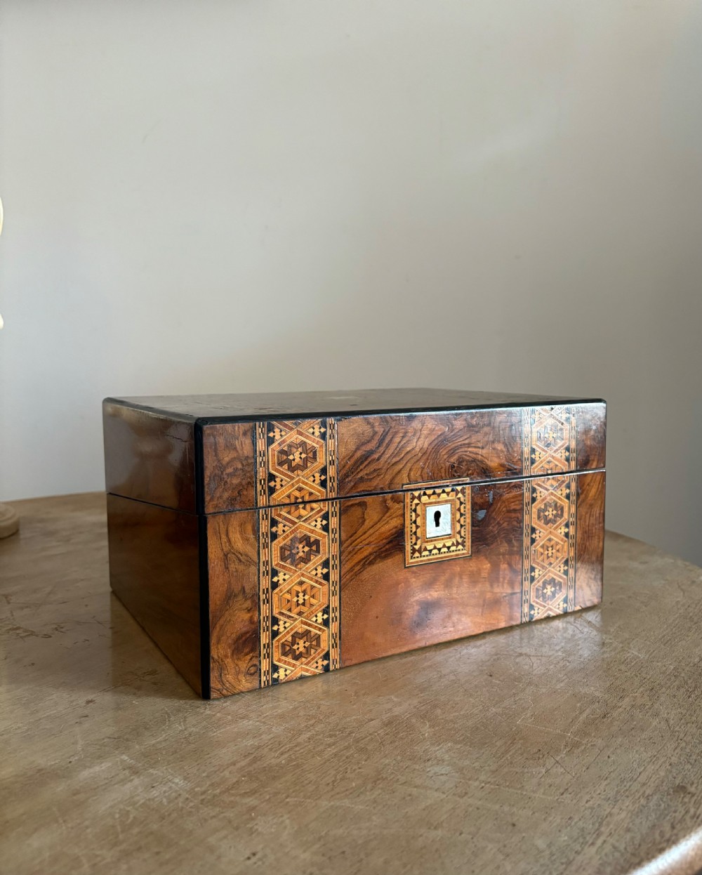 A 19th Century Walnut Tunbridge Ware Writing Slope C1870, 30cm