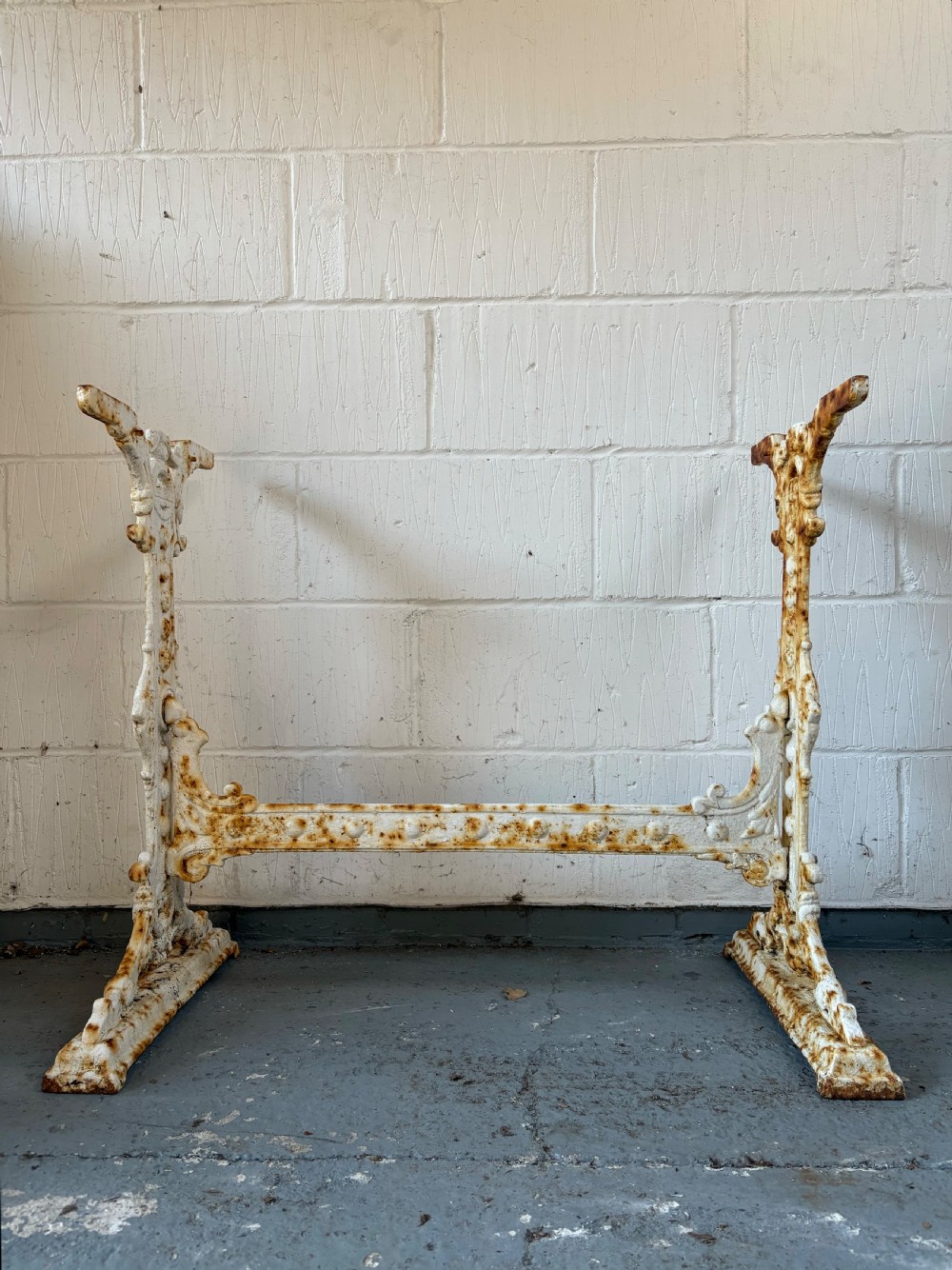 A White Painted Victorian Cast Iron Garden Table Base, 90cm wide View VI