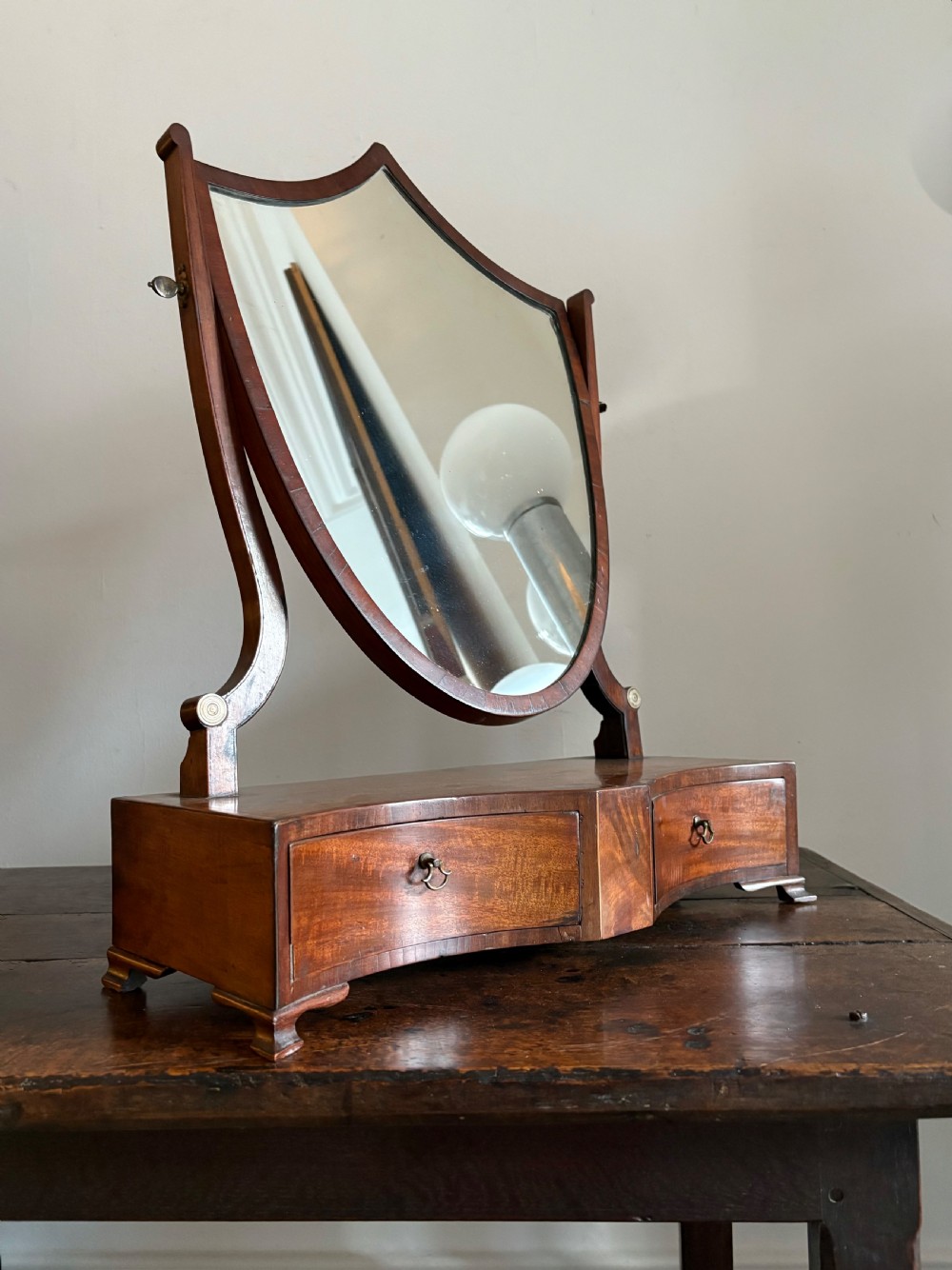 A Georgian Mahogany Toilet Mirror, Serpentine with Shield Glass Plate, C1800 View II