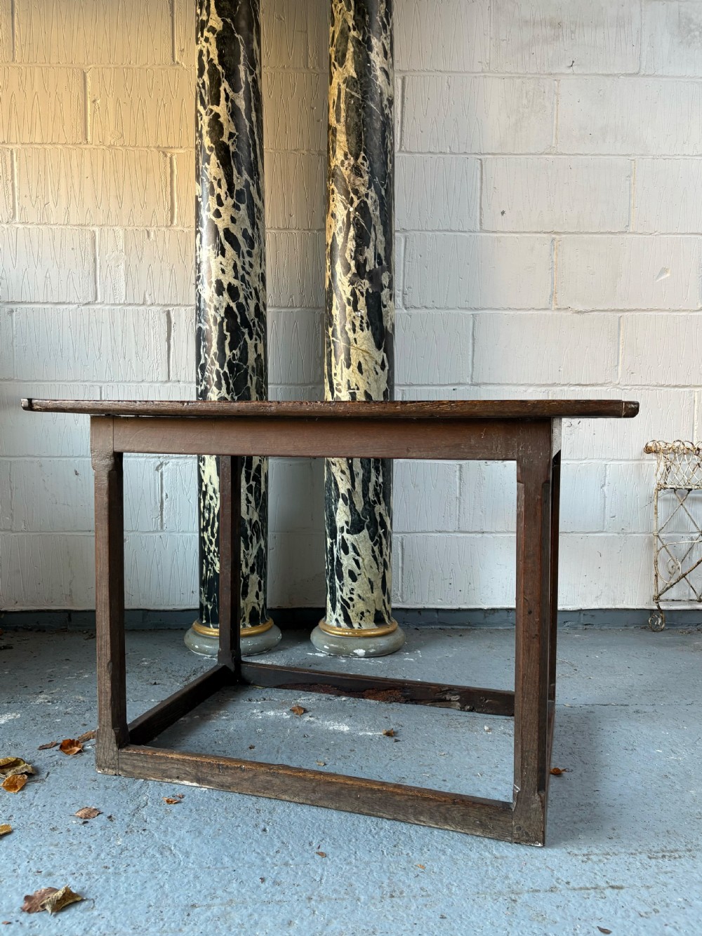 A 17thC Provincial English Oak Side Table, C1650, Rectangular 3 Plank Top 101cm View XV