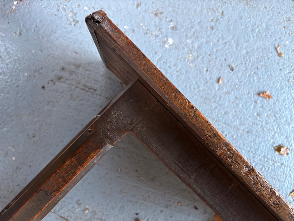 A 17thC Provincial English Oak Side Table, C1650, Rectangular 3 Plank Top 101cm View II