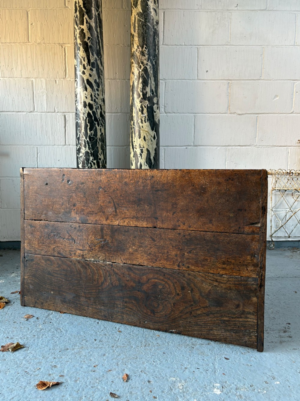 A 17thC Provincial English Oak Side Table, C1650, Rectangular 3 Plank Top 101cm View III