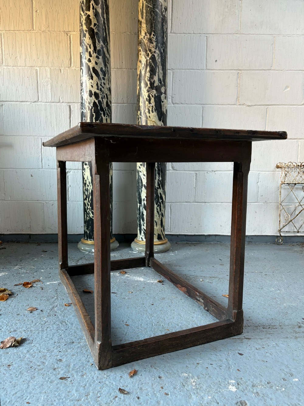 A 17thC Provincial English Oak Side Table, C1650, Rectangular 3 Plank Top 101cm View IV