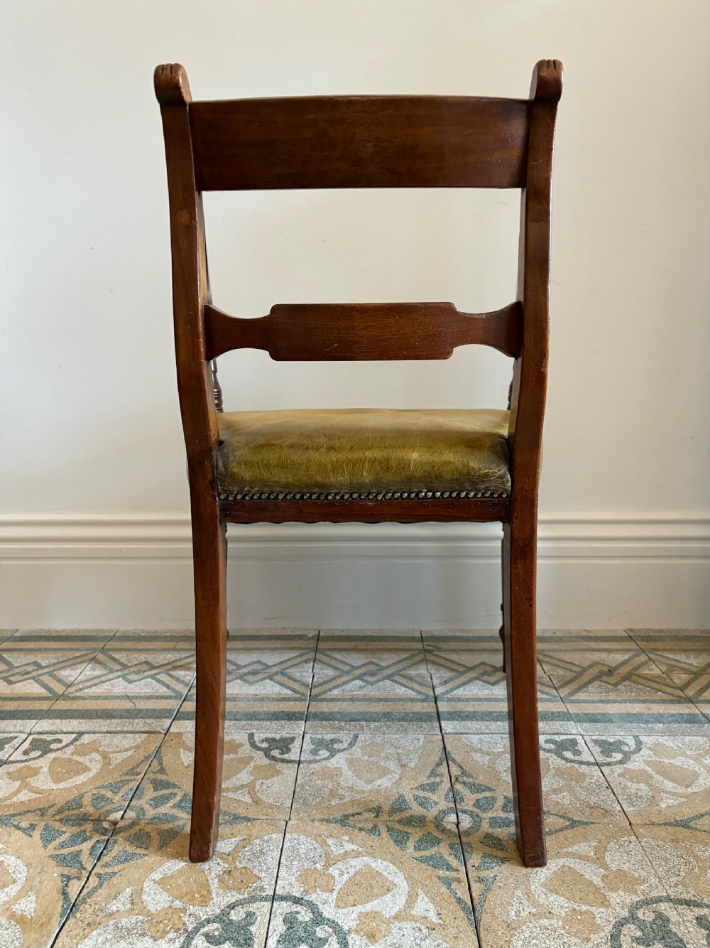 A Regency Mahogany Armchair with Leather Seat and Scrolling Arms, C1820 View VIII