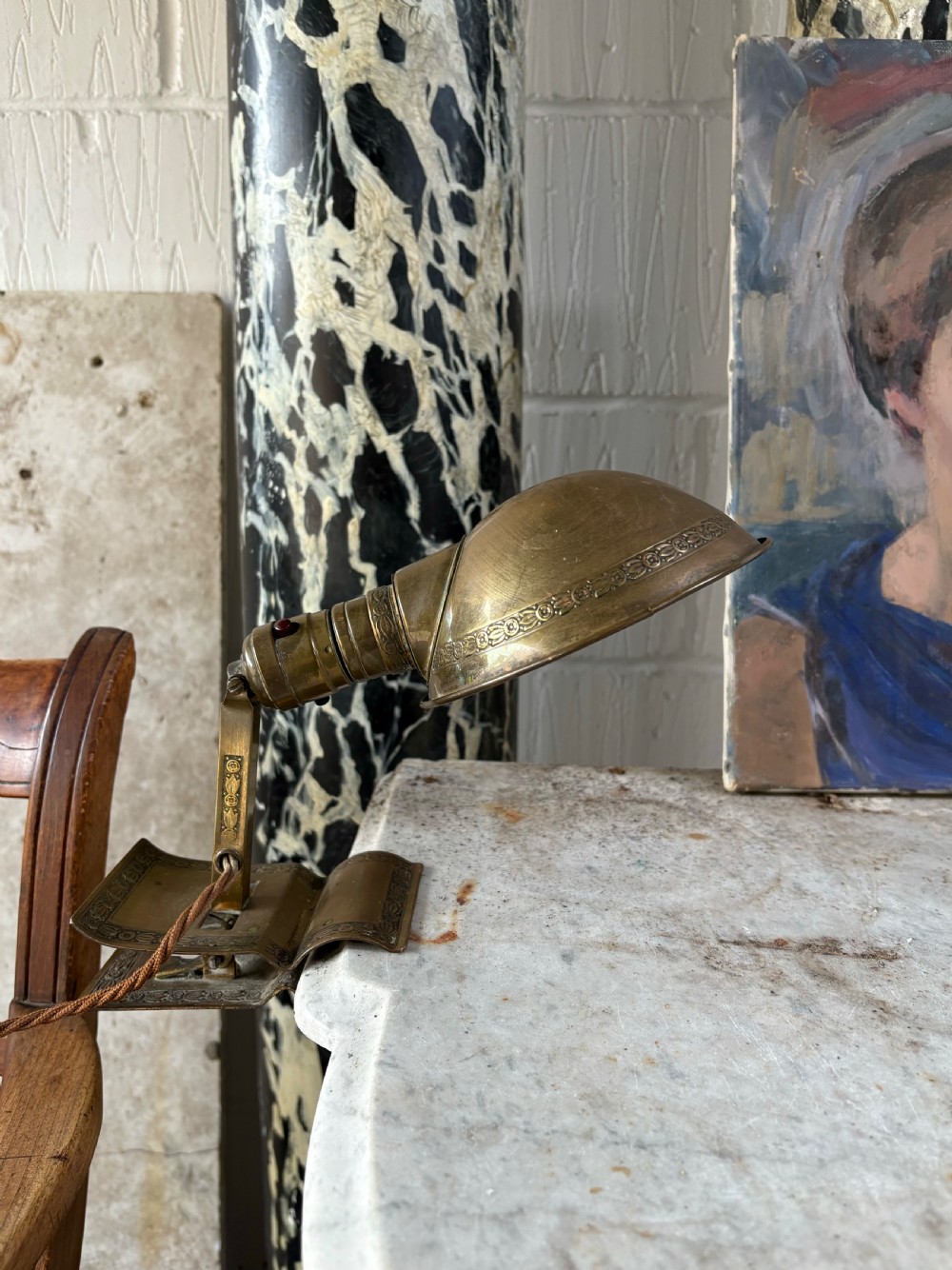 Adjusto Lite 1920s Brass Clip-on Desk or Reading Lamp, US maker Farberware View V