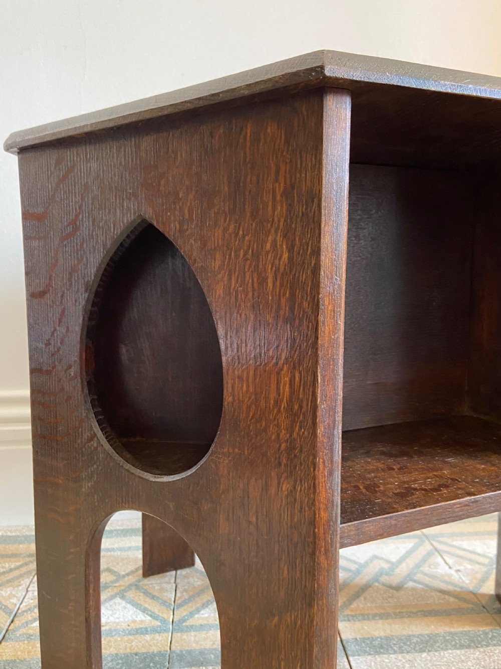 Arts and Crafts Early 20thC Oak Octagonal Side Table by Liberty London 55cm Tall View IV