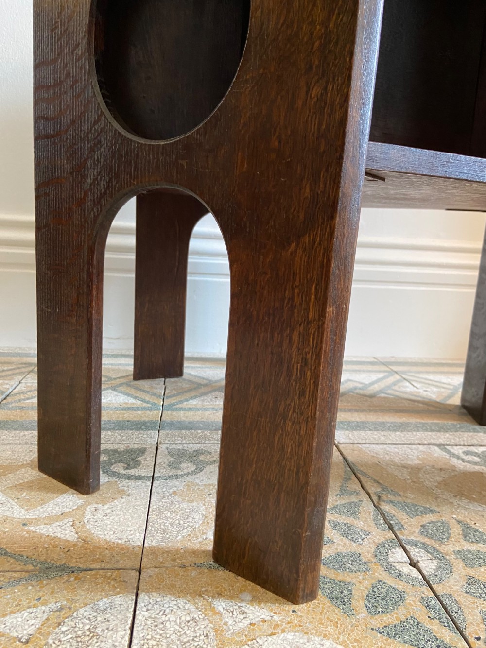 Arts and Crafts Early 20thC Oak Octagonal Side Table by Liberty London 55cm Tall View VI