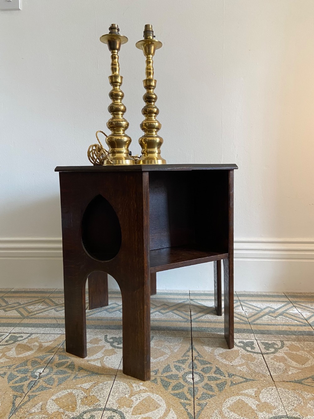 Arts and Crafts Early 20thC Oak Octagonal Side Table by Liberty London 55cm Tall View VII