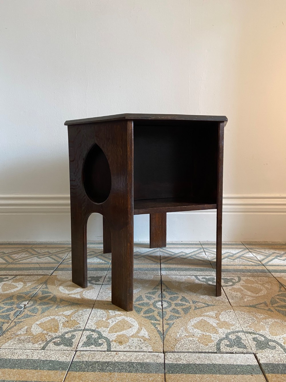 Arts and Crafts Early 20thC Oak Octagonal Side Table by Liberty London 55cm Tall View X