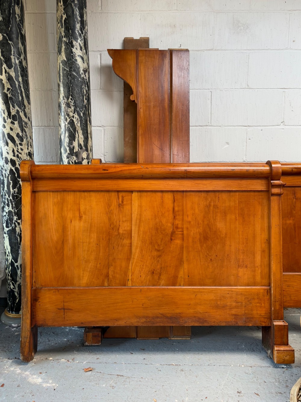 French 19thC Walnut Bateau Lit Small Double Bed, 202 x 130cm, Sides and Bolts