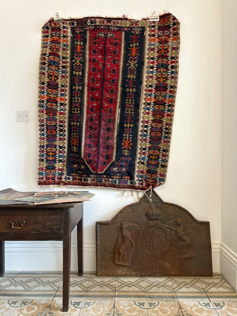 Antique Caucasian Flat Weave Kilim C1900, 135cm x 110cm, Country House Rug View II