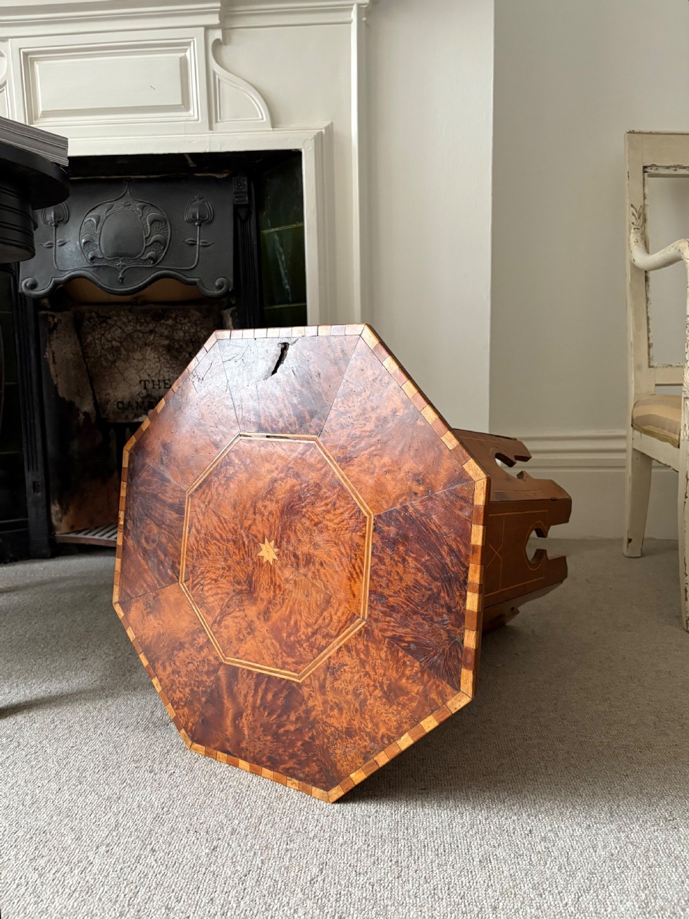 A Moorish Amboyna Burr Inlaid Octagonal Table, C1900 with Arch Legs, 49cm wide View VI