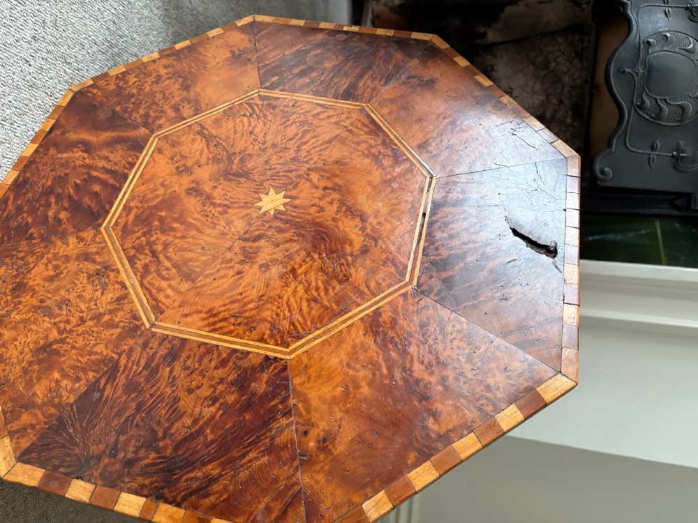 A Moorish Amboyna Burr Inlaid Octagonal Table, C1900 with Arch Legs, 49cm wide View VII