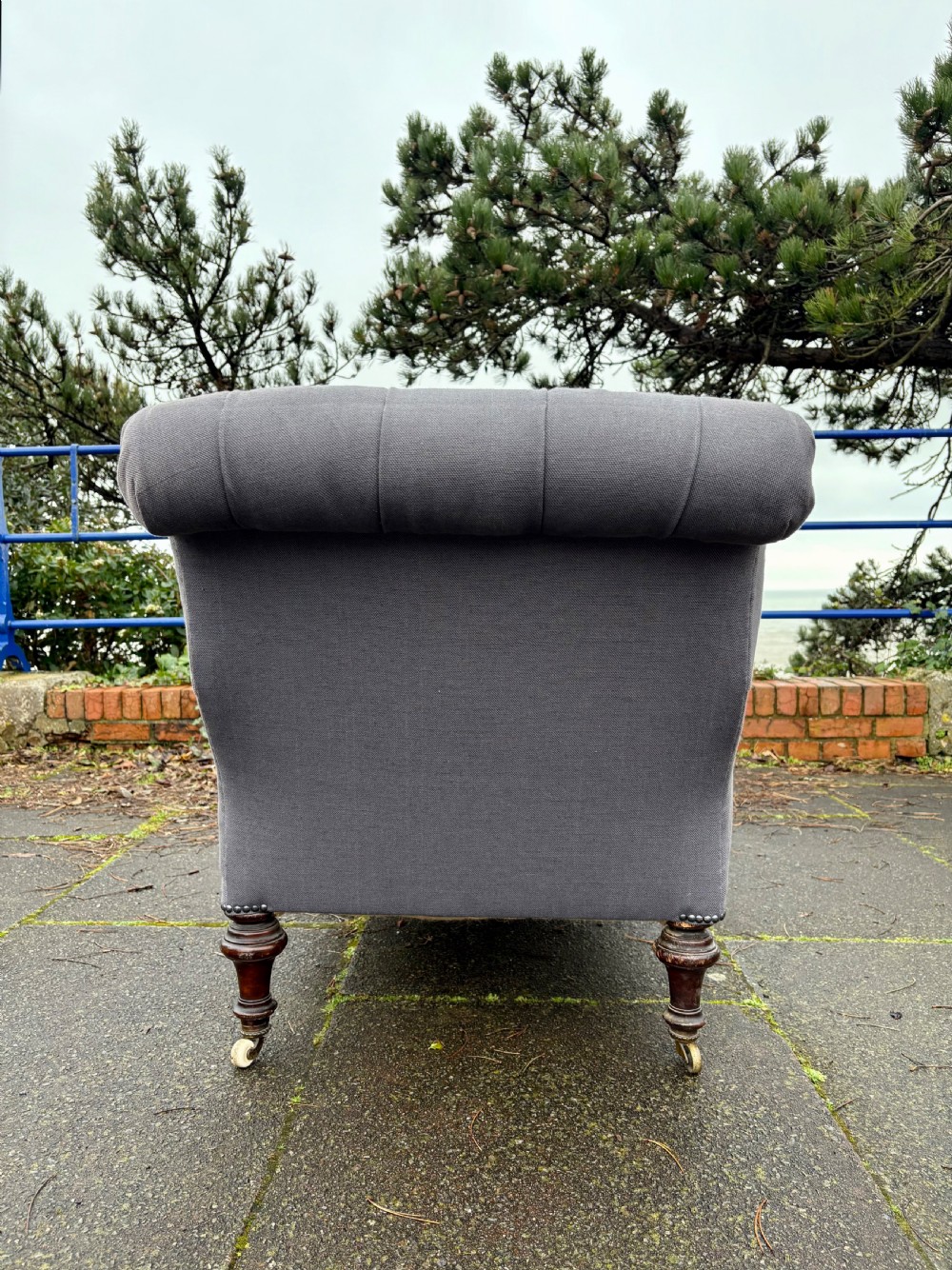A 19th Century Button Back Day Bed, Mahogany Turned Legs and Castors, 170cm View V