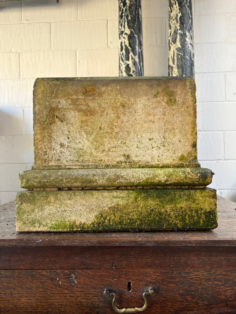 M H Blanchard and Sons 19thC Buff Terracotta Stone Pedestal, Stamped 39cm Sq View IV