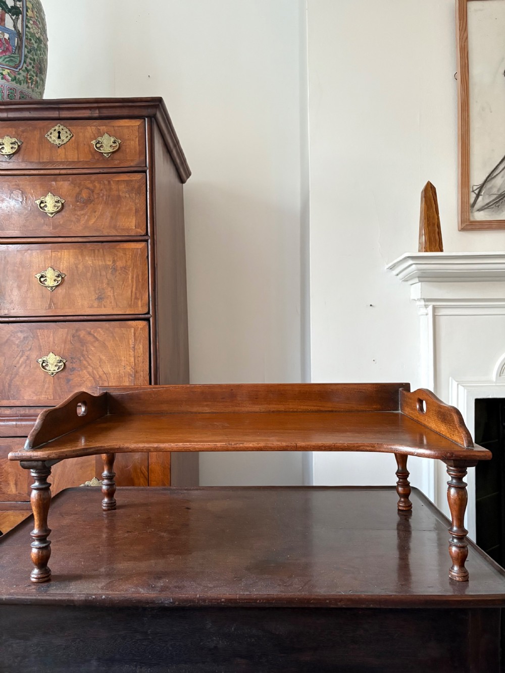 Mid 19th Century Mahogany Lap Tray, Breakfast Bed Tray C1850, 61cm wide, stamped