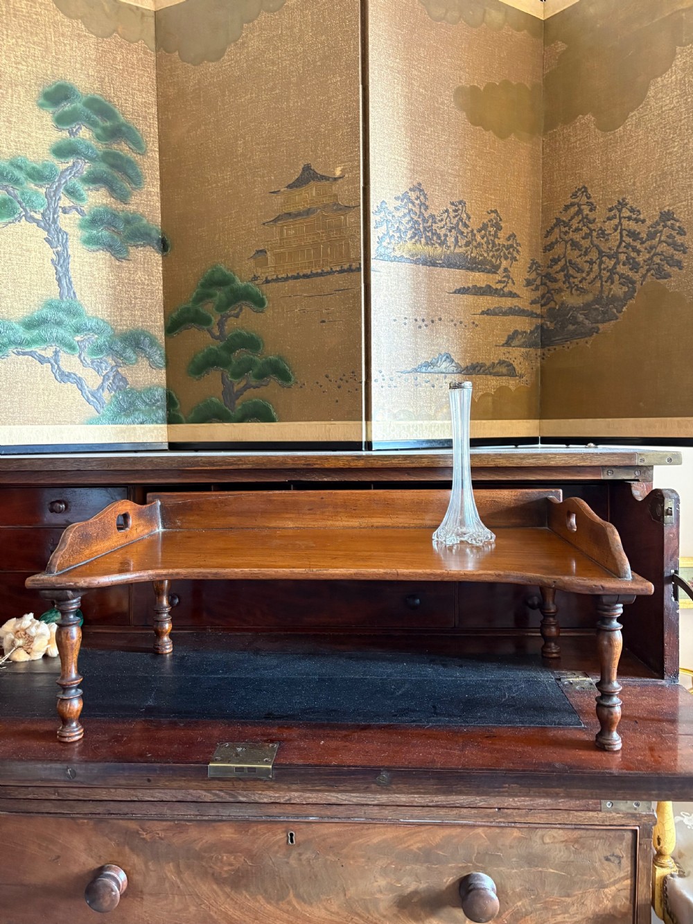 Mid 19th Century Mahogany Lap Tray, Breakfast Bed Tray C1850, 61cm wide, stamped View II