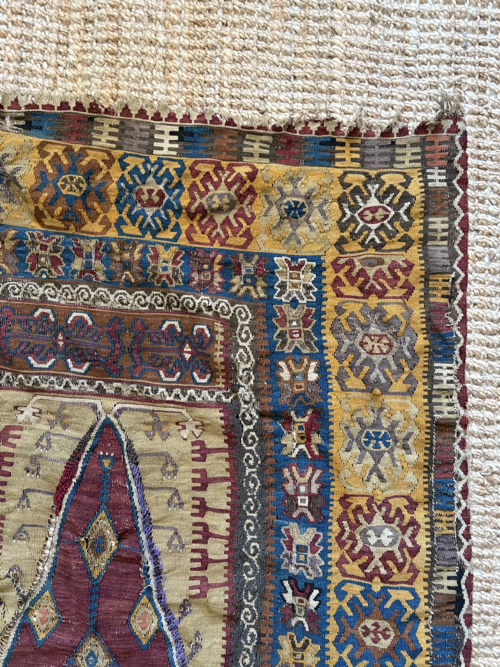 Antique Caucasian Flat Weave Kilim C1900, 200 x 120cm, Country House Rug View IV