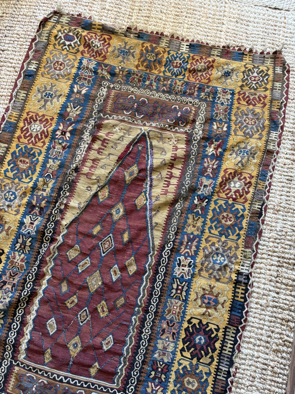 Antique Caucasian Flat Weave Kilim C1900, 200 x 120cm, Country House Rug View V