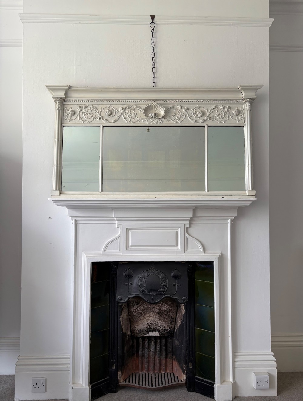 A Regency Triple Plate Mirror, 135cm, Neoclassical Motifs, C1820 Later Painted