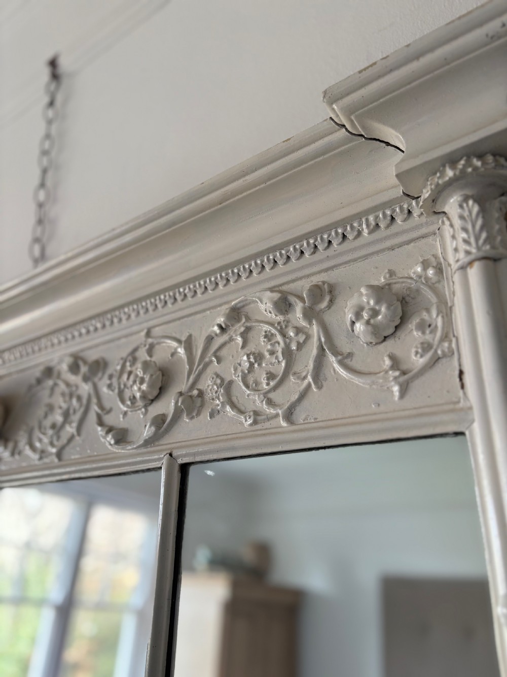 A Regency Triple Plate Mirror, 135cm, Neoclassical Motifs, C1820 Later Painted View II