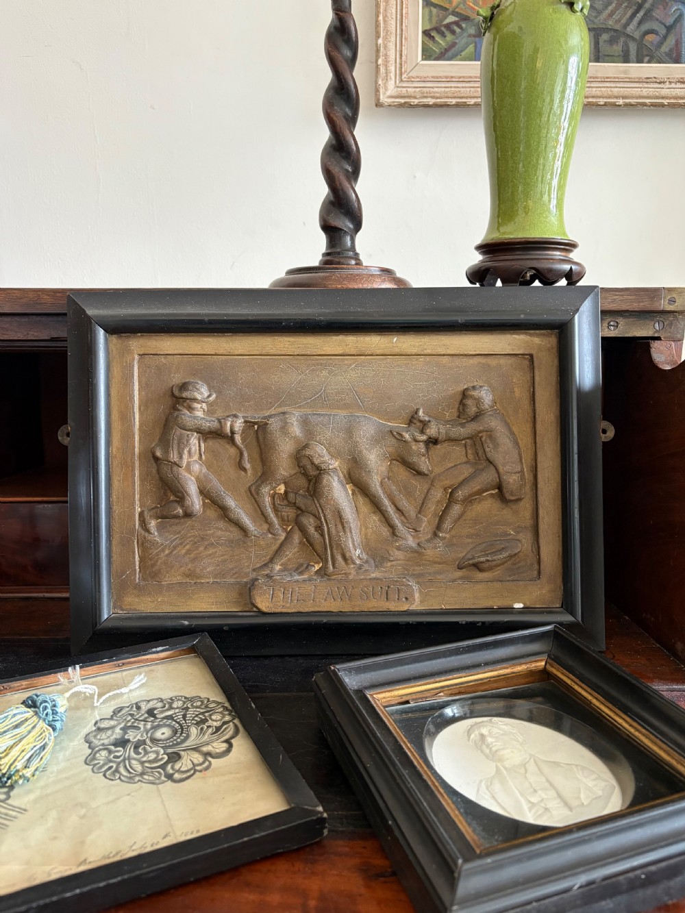 A 19thC Framed Plaster Plaque, Law and Chelsea Brewery Interest C1880, 42cm wide View IX