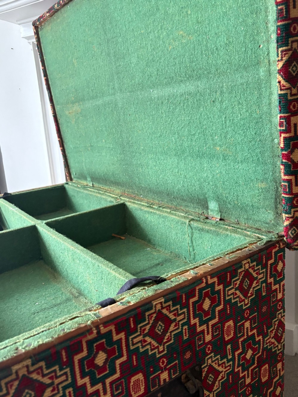 A Large 19th Century Pine Upholstered Antique Ottoman 100cm, Felt Lined Storage View II