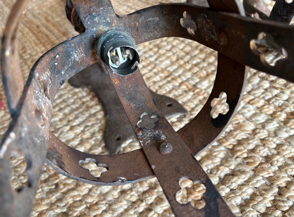 French Pair 18thC Wrought Iron Chateau Wall Sconce Torcheres converted to electric 93cm View XIV