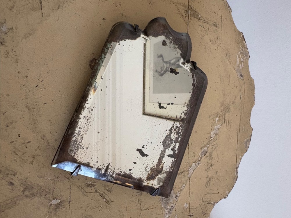 A Georgian Miniature Foxed Mercury Easel Mirror, Hand Cut 18thC 13cm View XII