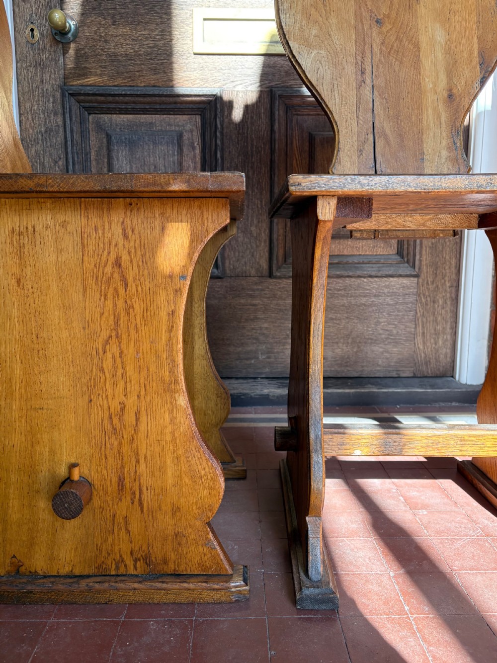 A Pair of Early 20th Century Gothic Revival English Oak Hall Chairs, C1900 View IX