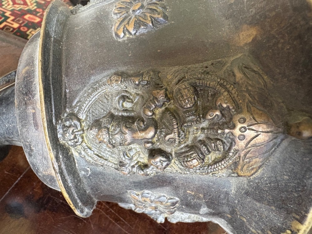 A Heavily Cast Bronze 19th Century Hindu Temple Bell and Chain, 108cm drop View X
