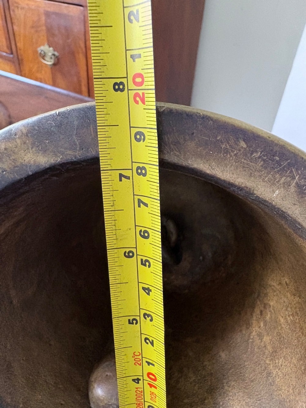 A Heavily Cast Bronze 19th Century Hindu Temple Bell and Chain, 108cm drop View XI