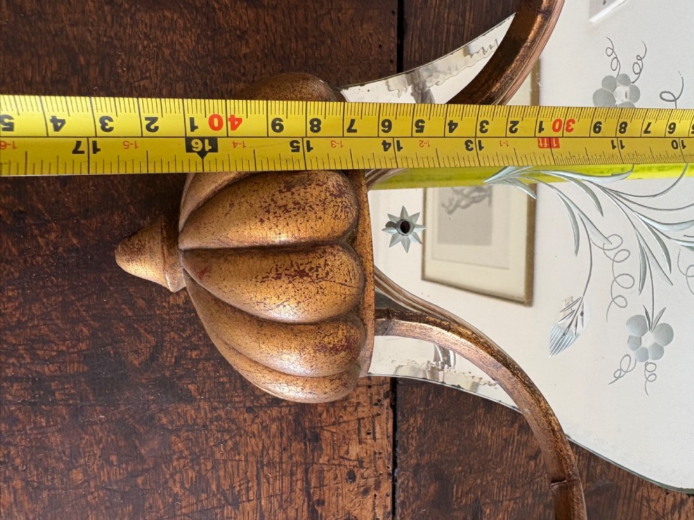 A Pair of Venetian 1920-30s Etched Mirror Wall Sconce Girandoles, 43cm View XVII