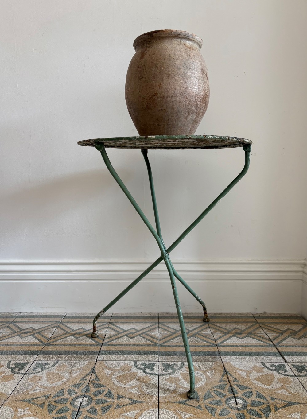 French Antique Wrought Iron Bistro Garden Table circa 1920s, 70cm tall
