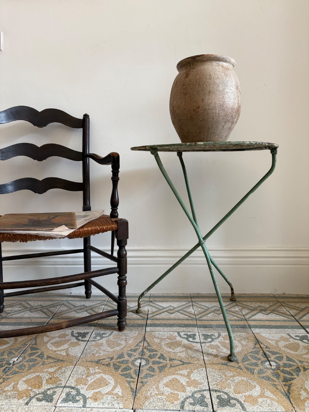 French Antique Wrought Iron Bistro Garden Table circa 1920s, 70cm tall View II